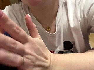 Penis massage through panties torments him, delaying orgasm with slow teasing licks by sexy babe