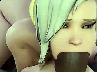 overwatch mercy deepthroats bbc during doggy dp?