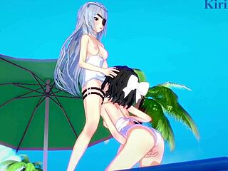 miku kohinata and laura bodewig lesbian play - symphogear & infinite stratos hentai