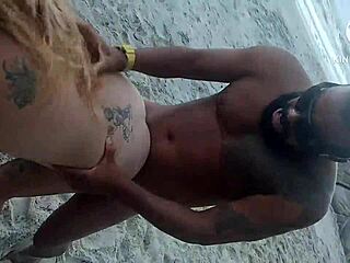 Tattooed Moreno Pounds Blonde Fada Mel on São Paulo Beach.