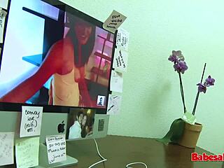 Babesalicious: Jessica Valentino, a beautiful brunette teen babe, enjoys hot bangs with facials