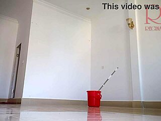 naked maid cleans without panties