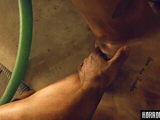 Horrorporn beast from woods attacks in rough group bondage!