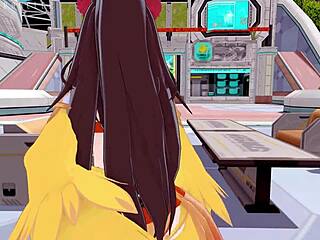 Mata Hari from Fate Grand Order undergoes intense training for an urgent mission in 3D cartoon style