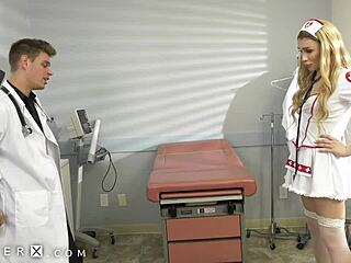 ts nurse rubs dicks with doc before fucking on hospital bed