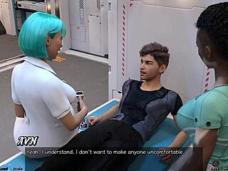 in stranded in space, she gropes my cock