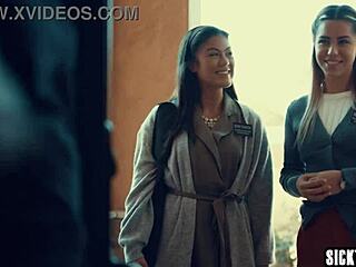 watch alina lopez and kendra spade scissor and kiss in hot lesbian tribbing