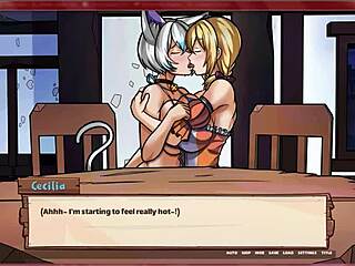 Blonde and brunette teens play breeding farm game on ranch