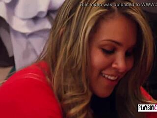 swinger guys oiling ladies' big asses in group foreplay