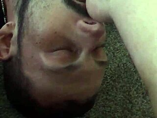 Sweaty foot worship with barefoot slave in bdsm fetish