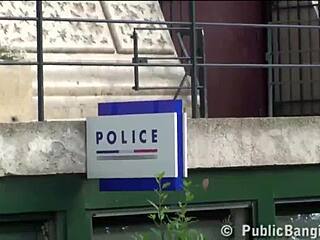 Cute Blonde Girl Fucked By Two Guys In Public Alley