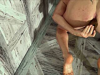 Watch this muscular gay bottom use anal toys like a pig.