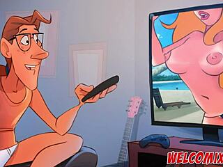 anime milf gives good night kiss to guy