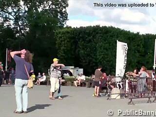 Cute Blonde Girl Fucked By Two Guys In Public Alley