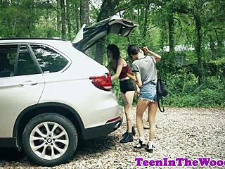 Restrained teen 18+ spoon fucked and facialized by neighbors