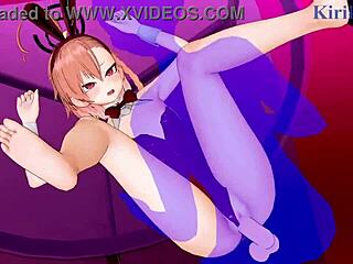 mikamo neru in bunny outfit fucks uzawa reisa intensely in blue archive hentai