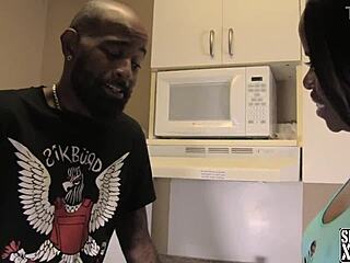 Burned dinner turns into big black cock surprise