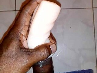 he fucks the fleshlight with his big black cock, building up to a massive cumshot in solo caribbean session