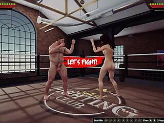 ethan battles vicki in naked 3d wrestling with oral and anal