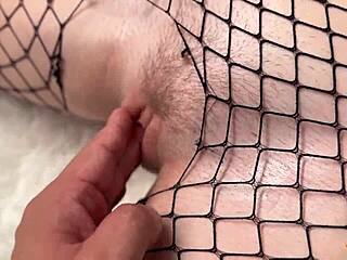 yo, check this hot homemade bang with my busty wife in oily fishnets pov