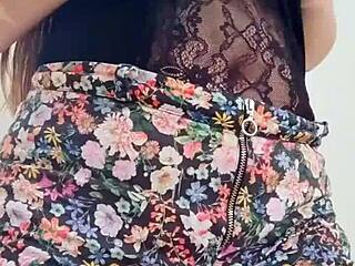 Young college girl's solo play in sexy 18-year-old attire