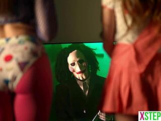 Teen Stepsister And Hot Bff Fuck In Halloween Room