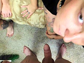 her girltime got interrupted by a wild group session with jizz everywhere