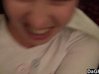 Young 18+ brunette lesbians explode with passion on sofa