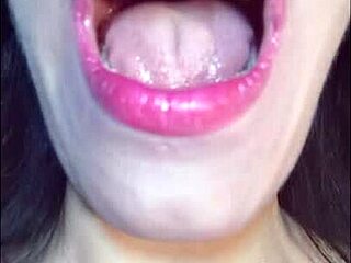 Sexy babe teases mouth fetish fans with dirty talk and rough fucking.