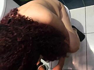 Latina mommy seduces young guy for quick bathroom sex and cumshot