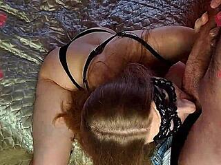 young russian girl learns deep blowjob techniques