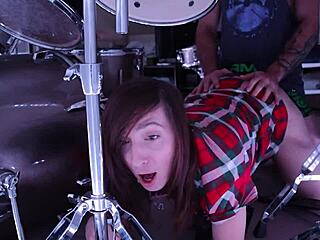 stepmom stuck in drum set, stepson rips clothes and fucks her ass