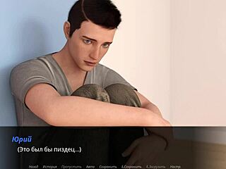 Naked girl with small tits fucks monster cock in game