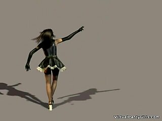 Personal Virtual Redhead Stripper Girl Rips Clothes To Reveal Big Tits