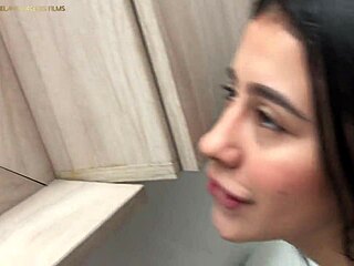 Spying on Beautiful Babe with Big Natural Tits While She Bathes