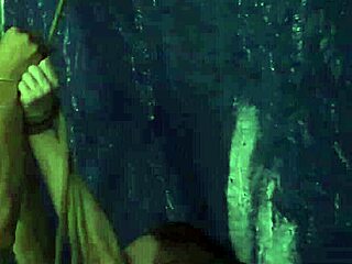 Watch this teen tease herself with a dildo in the mirror, then get pounded doggystyle outdoors?