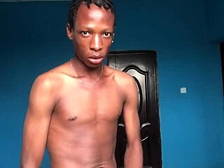 Twink boy in homemade ebony scene with big cock