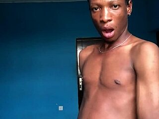 Twink boy in homemade ebony scene with big cock