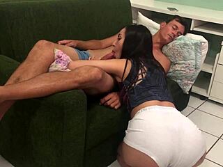 Teen wakes guy for monster cock anal and cum in pussy