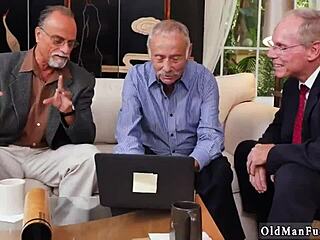 Old gang bang Frannkie and the gang tag team a door to door salesgirl