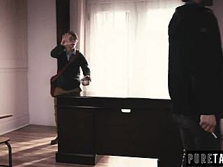 small hands is getting his ass fucked by two girls in college