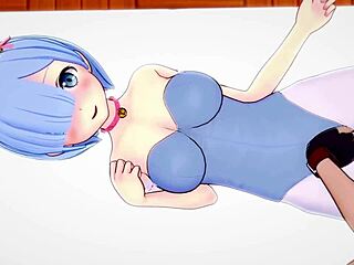rem maid from re zero gets fucked in bunny costume on bed again