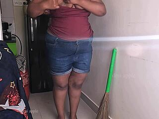 Is My Friend's Wife Getting Horny On A Sex Call While She Cleans The House?