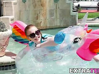 Redhead Sucks Big Cock Outdoor POV, Fucks Cowgirl, Gets Facial Cumshot