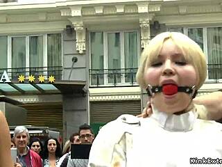 Blonde Flashing in Public Downtown