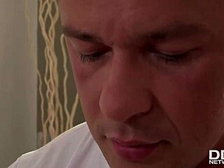 delivery girl deeply desires cum in her mouth after deepthroat blowjob