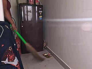 Is My Friend's Wife Getting Horny On A Sex Call While She Cleans The House?