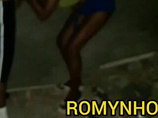 I watched the skinny girl suck the worker's big cock at the construction site