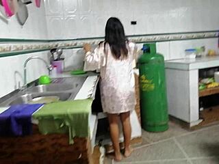 My stepbrother seduces me while cooking, ends in hard action