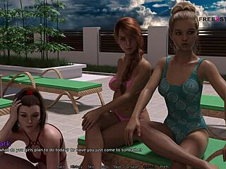 mark playing games in the pool with stepsister and friends